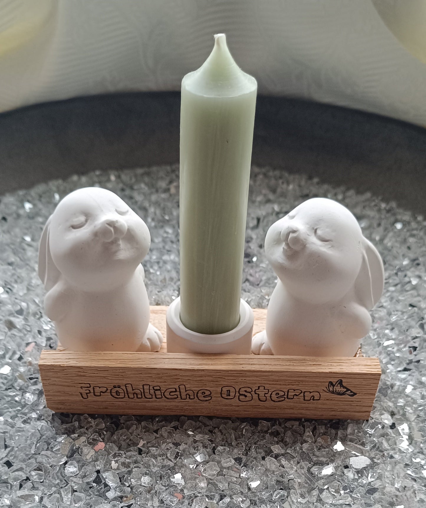 Kerze mit Hasen B=12cm