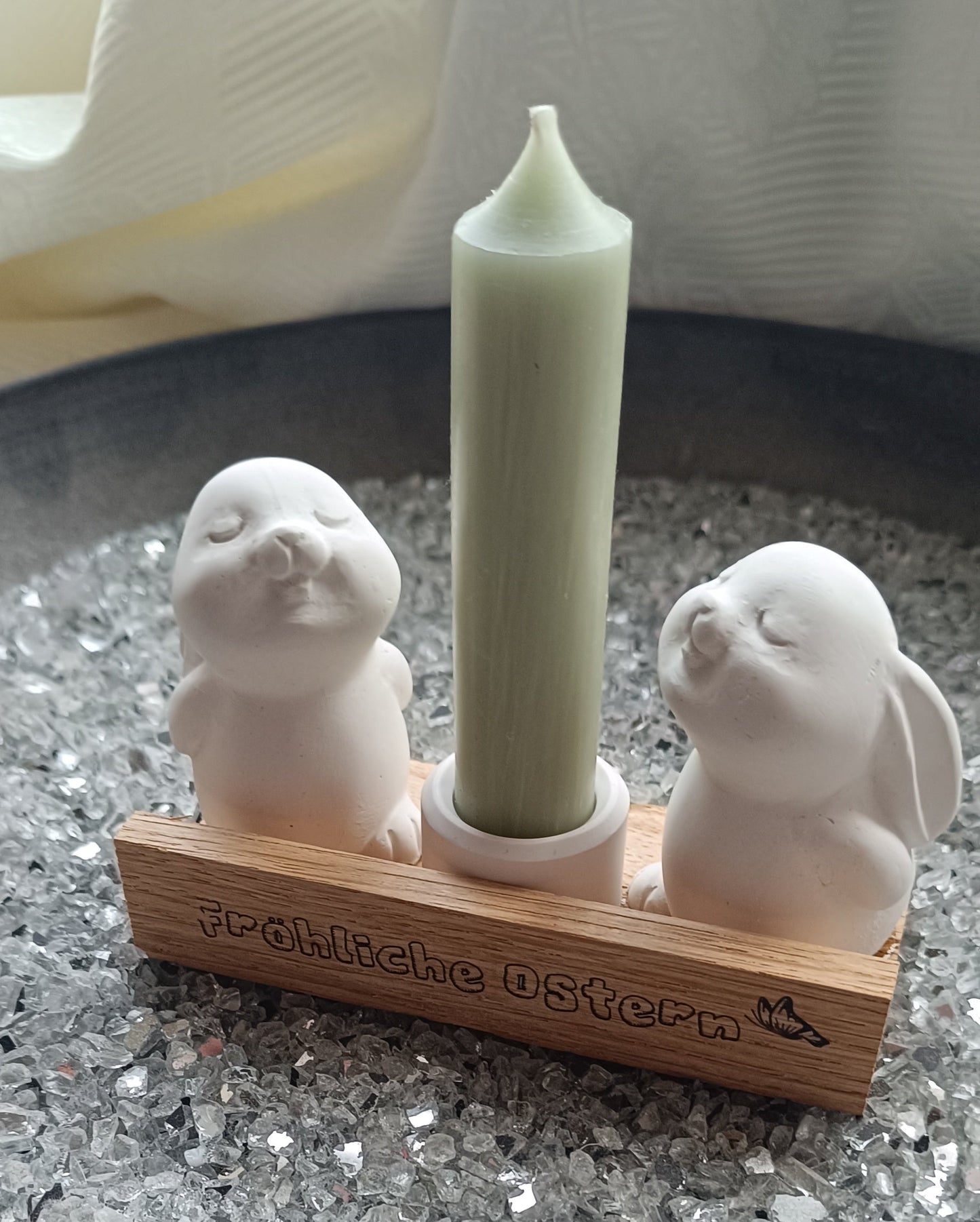 Kerze mit Hasen B=12cm