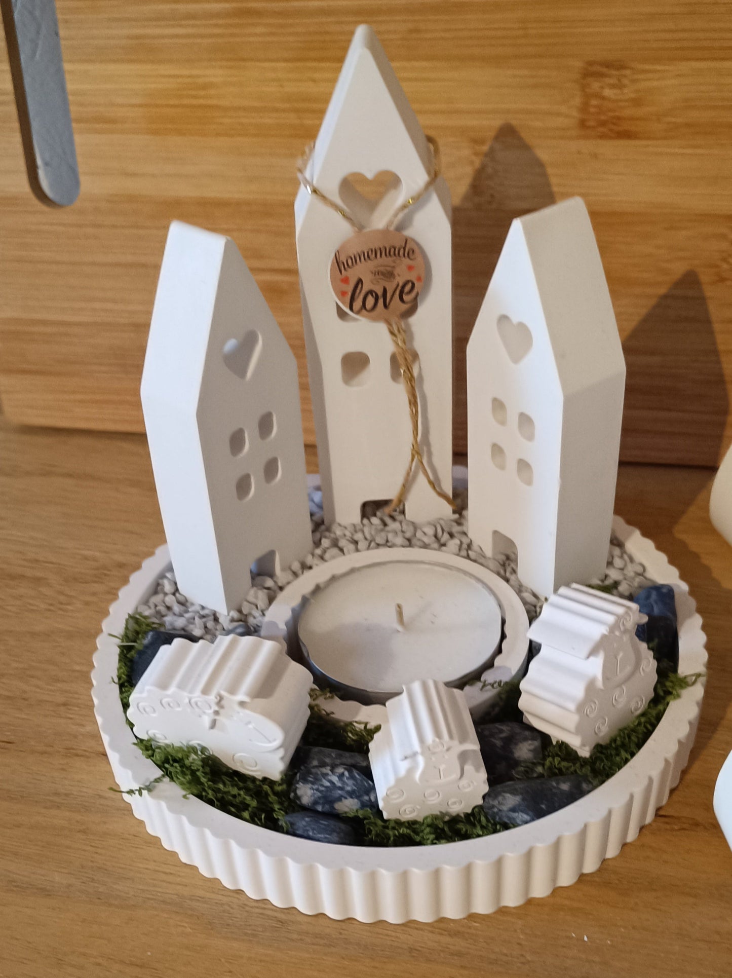 Häuserschale mit Schafen incl.Kerze   D=17cm