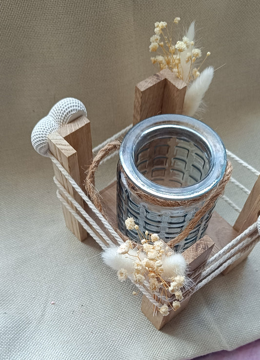 Dekotablett "Glas mit Kerze"