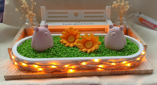 Dekotablett "Bärchen und Blümchen"