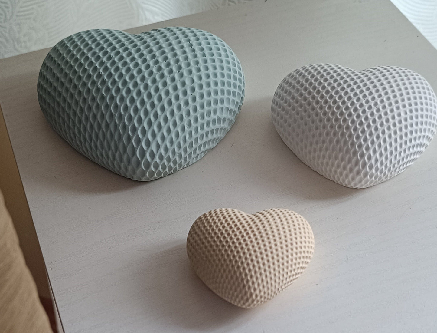 Deko-Herzen Set 3 Stk. gleichfarbig