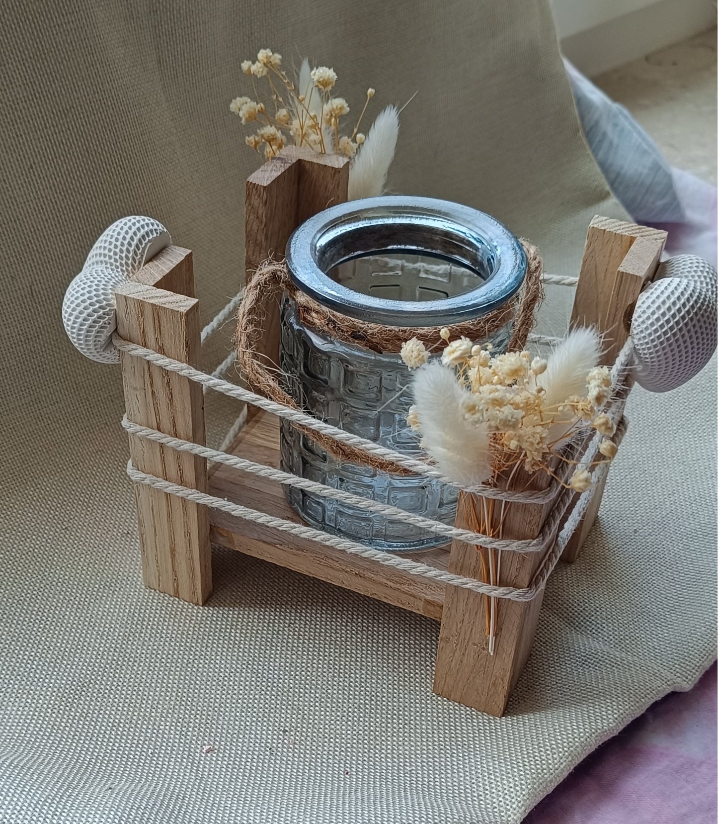 Dekotablett "Glas mit Kerze"