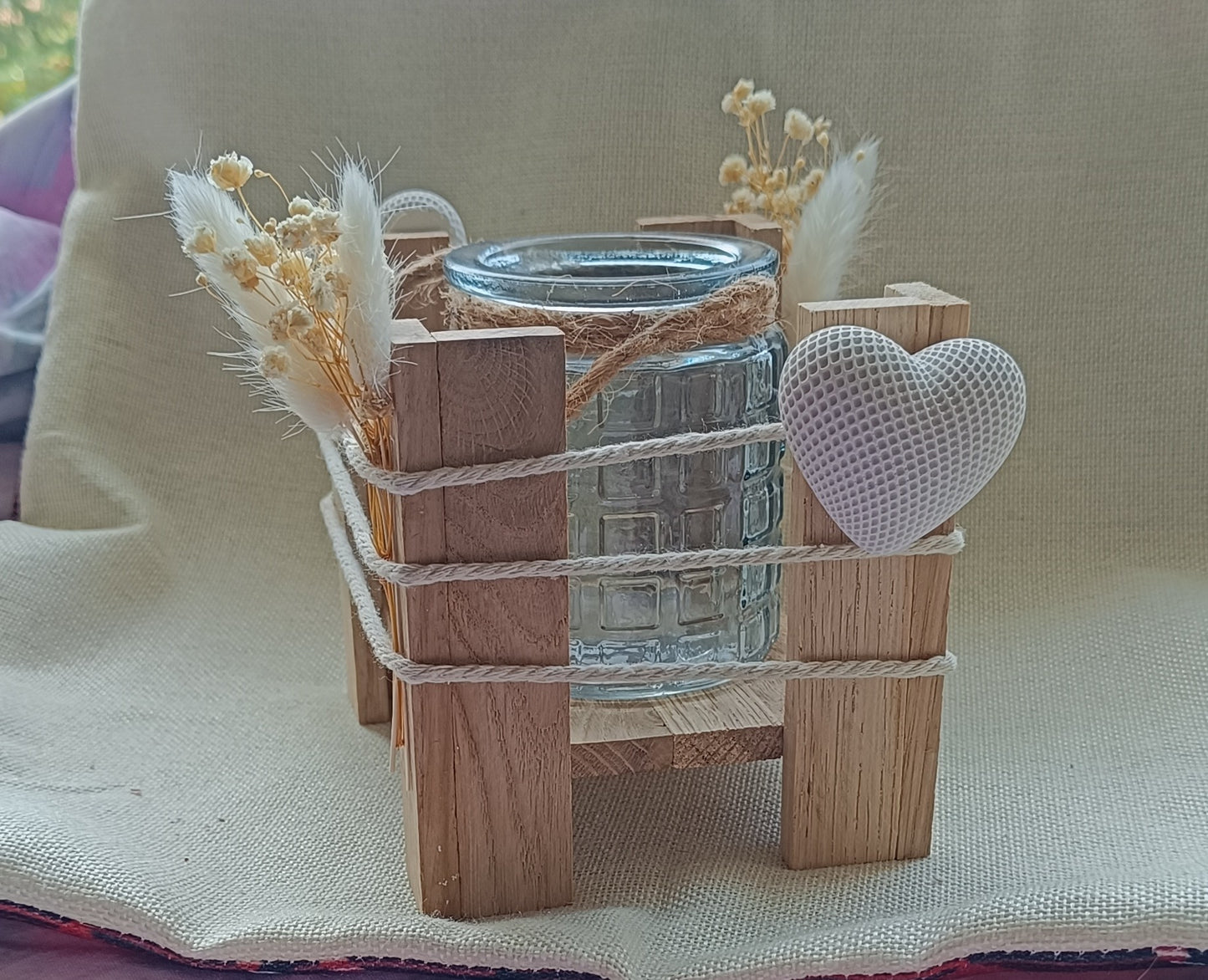 Dekotablett "Glas mit Kerze"