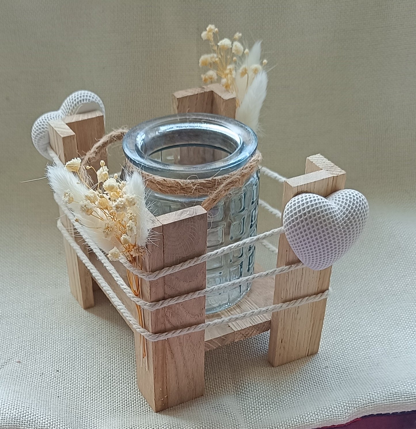 Dekotablett "Glas mit Kerze"