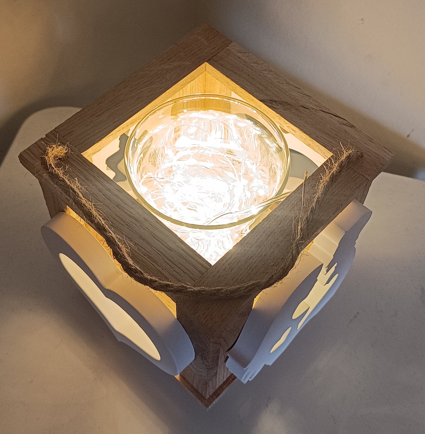 Holzlaterne "Herzpärchen"